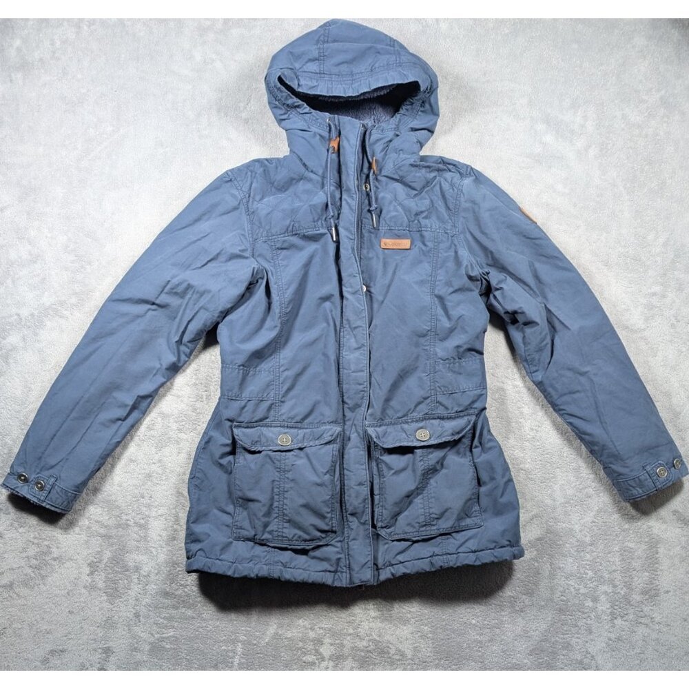 Columbia Winter Parka Jacket Womens Size Large Blue Sherpa Lining Outdoor Hiking